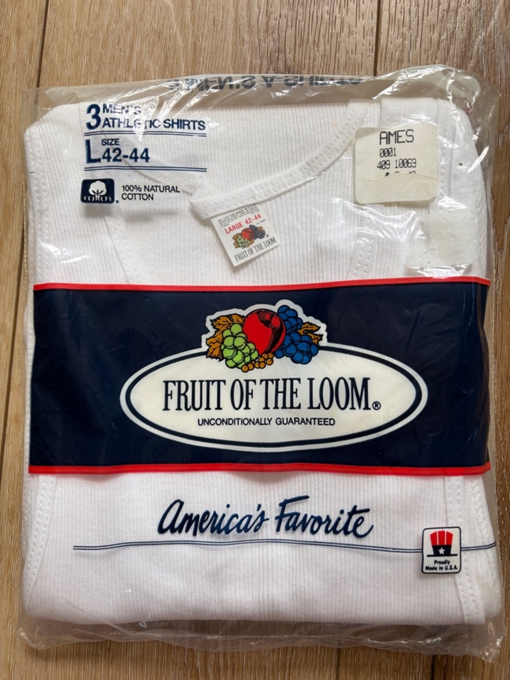 Fruit of the Loom Men's Athletic Shirts Size L Vintage Pack of Three 1989 NOS